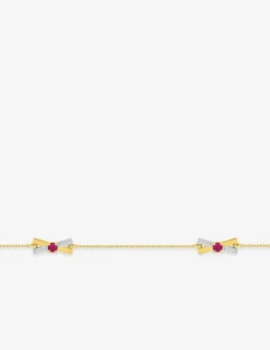 Bracelet triple croix or jaune 375‰, rubis SO OR
