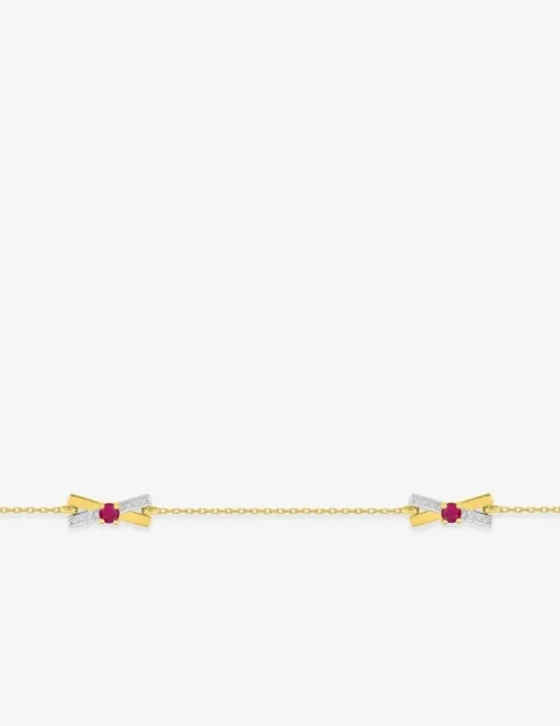Bracelet triple croix or jaune 375‰, rubis SO OR