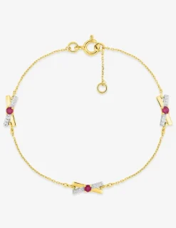 Bracelet triple croix or jaune 375‰, rubis SO OR