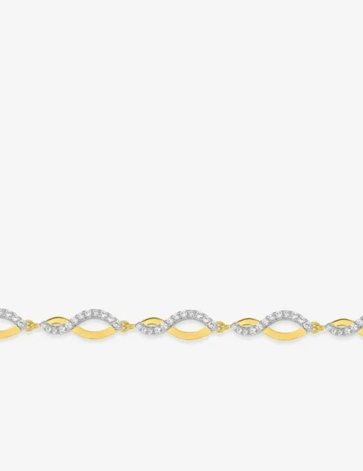 Bracelet vagues entrelacées plaqué or, rhodium et oxydes de zirconium SO OR