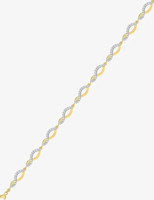 Bracelet vagues entrelacées plaqué or, rhodium et oxydes de zirconium SO OR