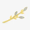 Broche feuilles plaqué or, rhodium et oxydes de zirconium SO OR