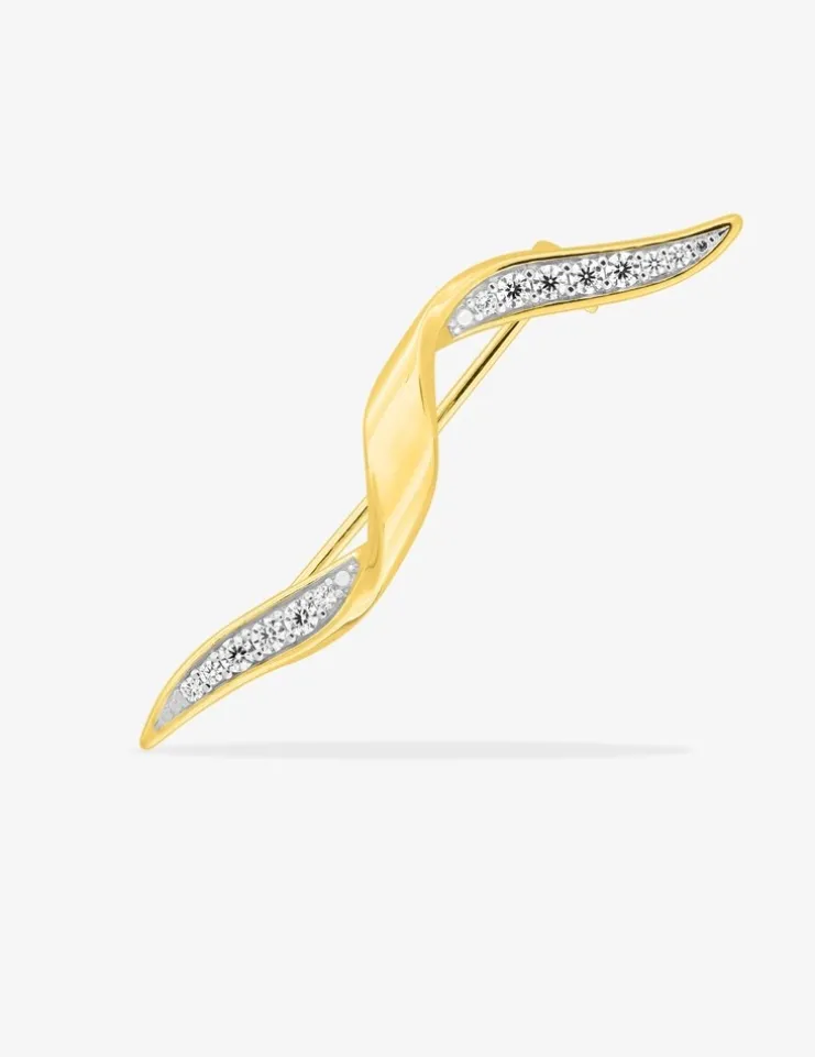 Broche torsadée en plaqué or, rhodium et oxydes de zirconium SO OR