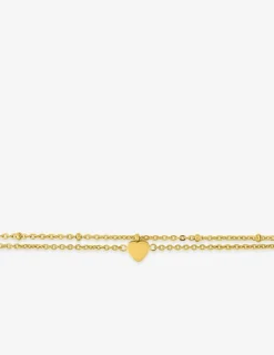 Chaine de cheville acier doré double chaine avec cœur SO OR