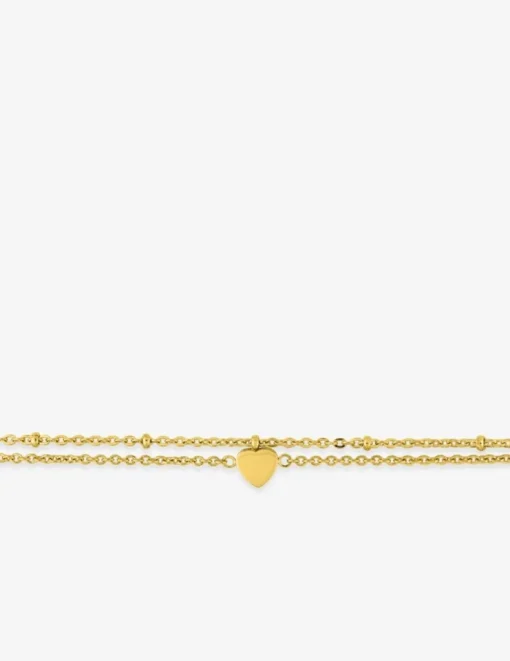 Chaine de cheville acier doré double chaine avec cœur SO OR