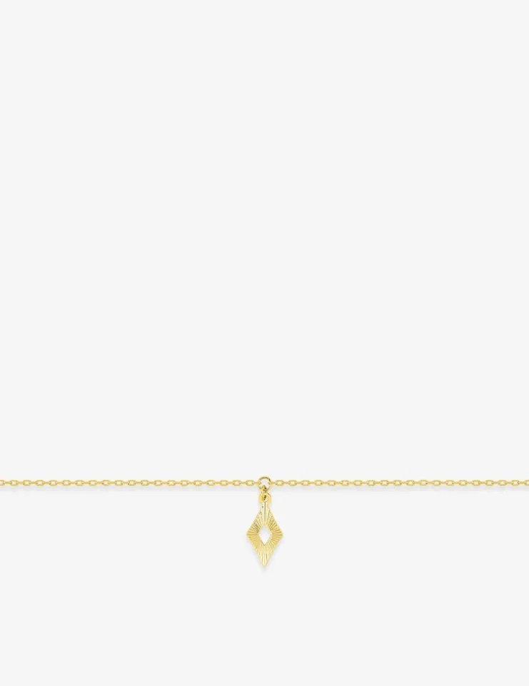 Chaine de cheville or 375 ‰ pendentif losange SO OR