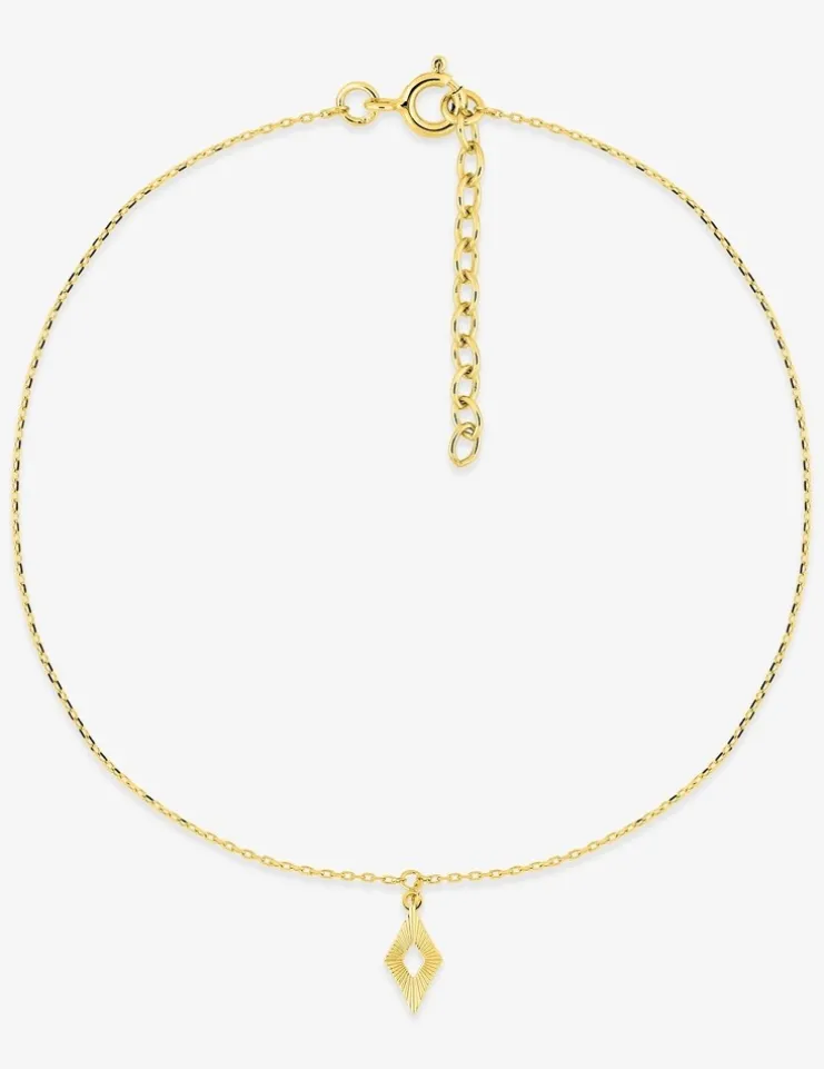 Chaine de cheville or 375 ‰ pendentif losange SO OR