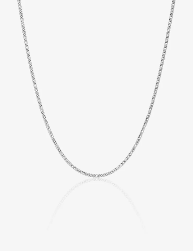 Chaine gourmette diamantée or blanc 750 ‰ 1,00 mm SO OR