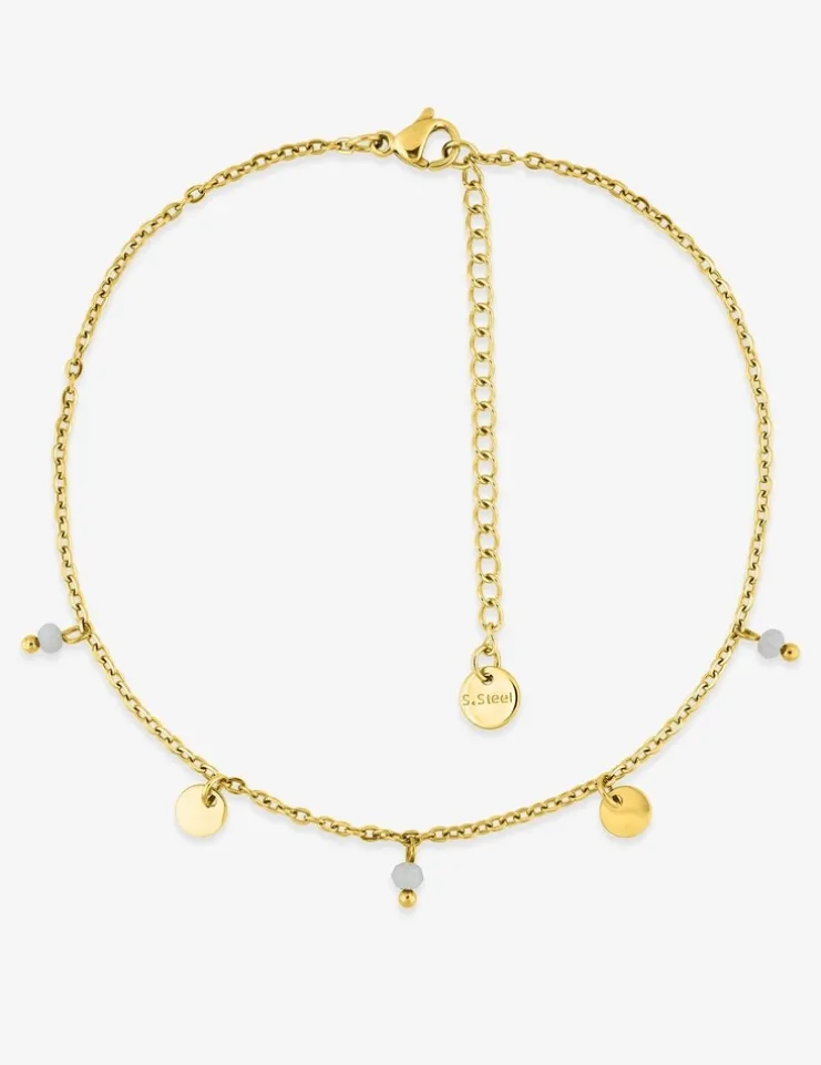 Chaîne de cheville en acier doré et cristaux synthétiques SO OR