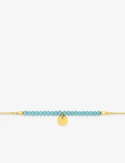 Chaîne de cheville en acier doré, cristaux turquoise SO OR