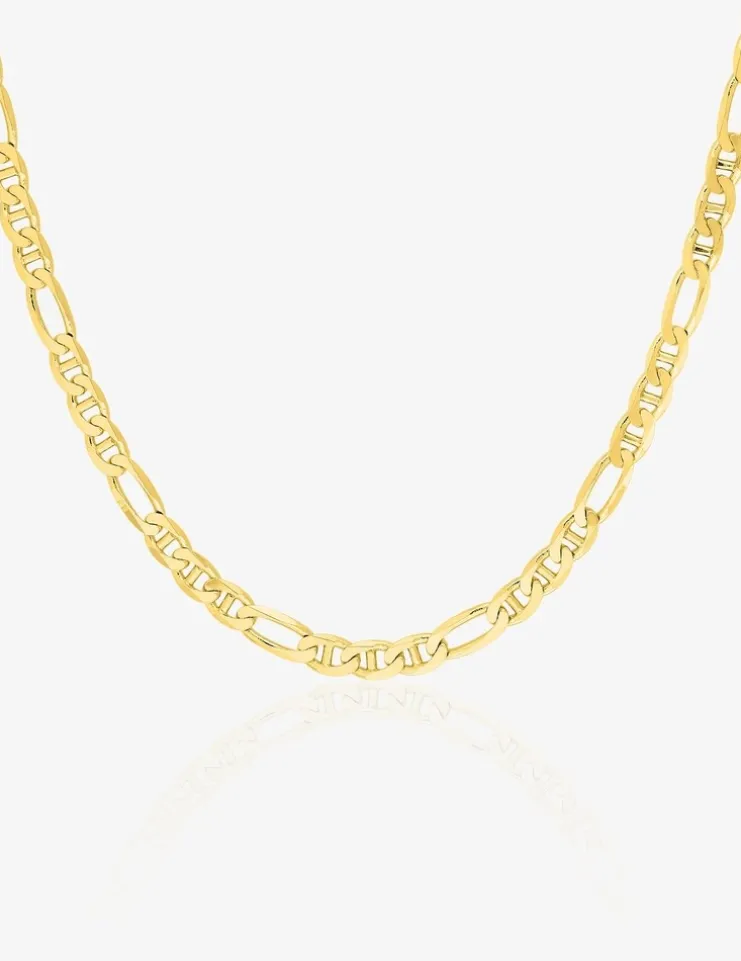 Chaîne maille bâton alternée 1+3 or jaune 375 ‰ 3 mm SO OR