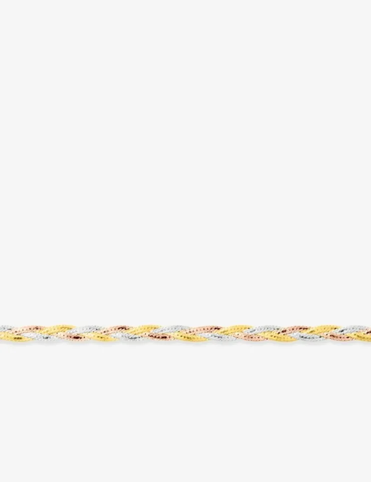 Chaîne tresse tricolore or 375 ‰ SO OR