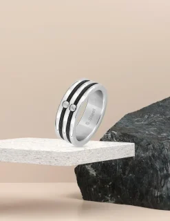 Chevalière acier 2 câbles noirs et vis SO OR