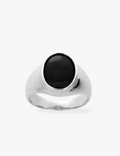 Chevalière argent rhodié 925 ‰ et onyx ovale SO OR