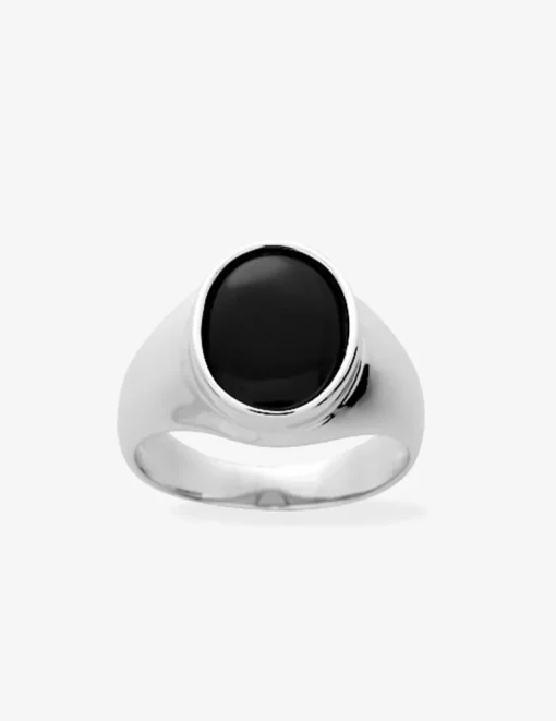 Chevalière argent rhodié 925 ‰ et onyx ovale SO OR