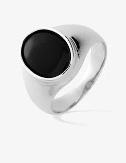 Chevalière argent rhodié 925 ‰ et onyx ovale SO OR