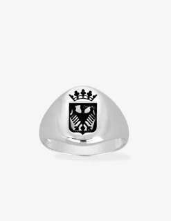 Chevalière blason aigle et couronne argent 925‰ rhodié SO OR