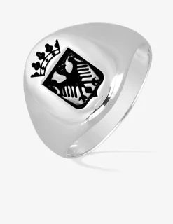 Chevalière blason aigle et couronne argent 925‰ rhodié SO OR
