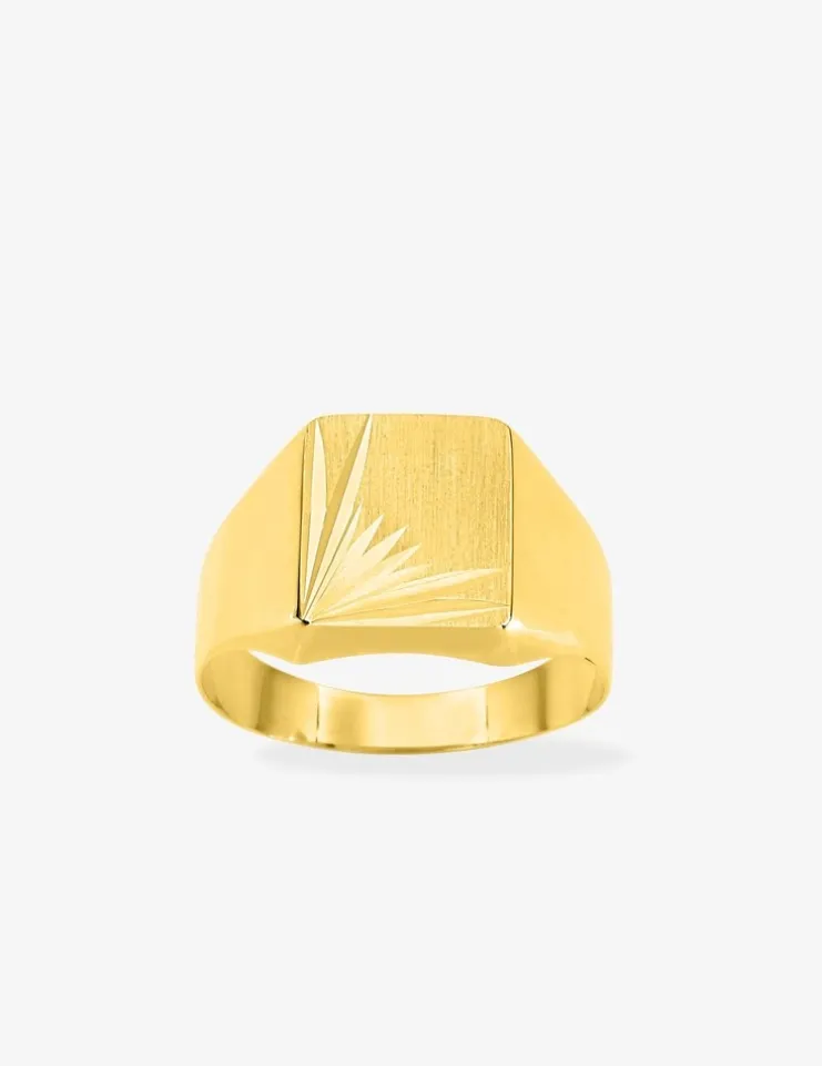 Chevalière creuse or jaune 750 ‰, plateau fantaisie 9x9 mm SO OR