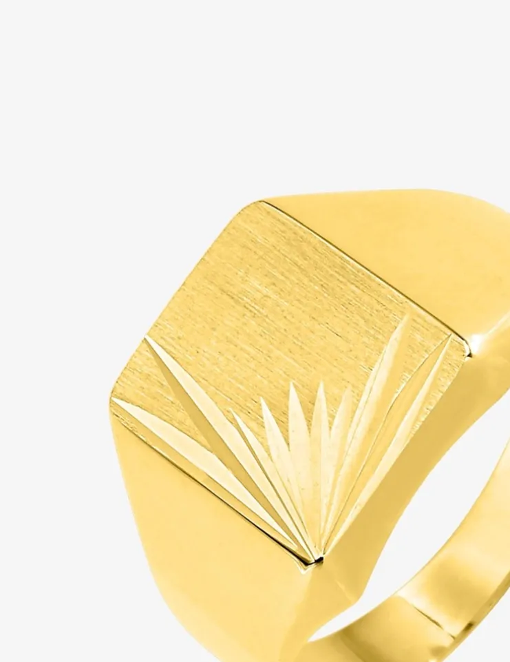 Chevalière creuse or jaune 750 ‰, plateau fantaisie 9x9 mm SO OR