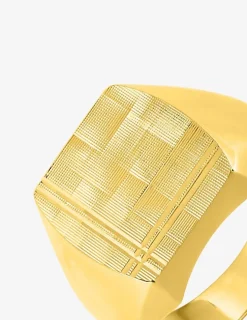 Chevalière creuse or jaune 375 ‰, plateau fantaisie 10x12 mm SO OR