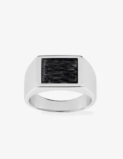 Chevalière en argent 925 ‰ rhodié avec plateau noir SO OR