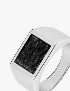 Chevalière en argent 925 ‰ rhodié avec plateau noir SO OR
