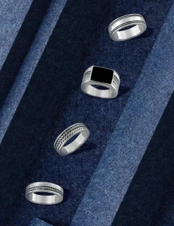 Chevalière en argent 925 ‰ rhodié, laque noire SO OR