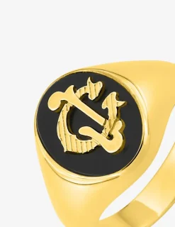 Chevalière en or jaune 750 ‰ et finitions onyx SO OR