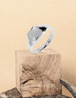 Chevalière fantaisie argent 925 ‰, plateau carré 9x9 mm SO OR