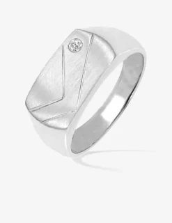 Chevalière fantaisie argent rhodié 925 ‰ et oxyde de zirconium SO OR