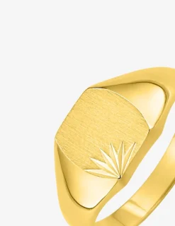 Chevalière fantaisie or jaune 750 ‰, massive, plateau carré 9x9 mm SO OR