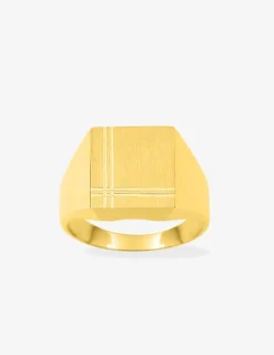 Chevalière fantaisie or jaune 750 ‰, massive, plateau 11x11 mm SO OR
