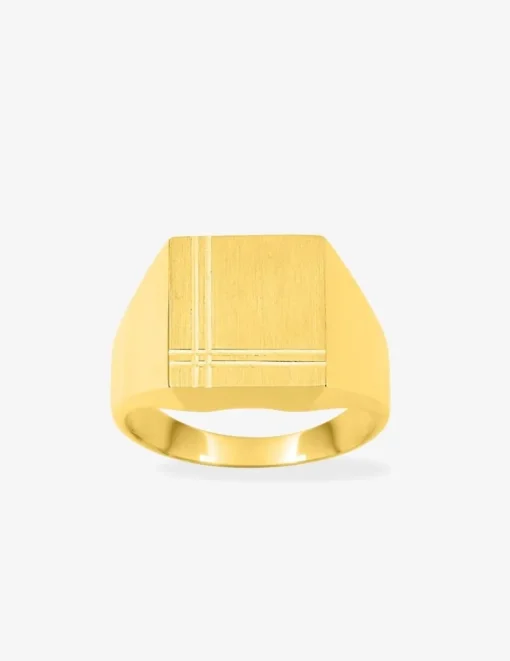 Chevalière fantaisie or jaune 375 ‰, massive, plateau 11x11 mm SO OR