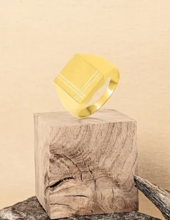 Chevalière fantaisie or jaune 375 ‰, massive, plateau 11x11 mm SO OR