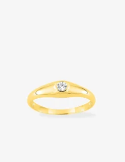 Chevalière jonc anglais or jaune 750 ‰ et oxyde 0,10 ct SO OR