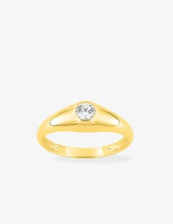 Chevalière jonc anglais or jaune 750 ‰ et oxyde 0,30 ct SO OR