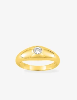 Chevalière jonc anglais plaqué or et oxyde de zirconium SO OR