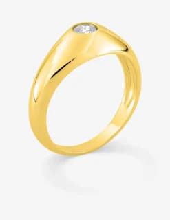 Chevalière jonc anglais plaqué or et oxyde de zirconium SO OR