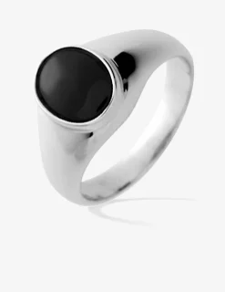 Chevalière onyx en argent 925‰ rhodié SO OR