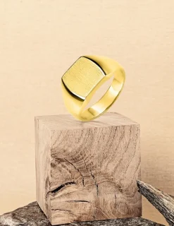 Chevalière or jaune 750 ‰, massive, plateau carré 11x11 mm SO OR