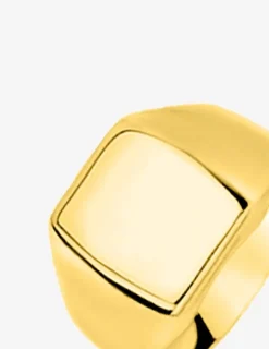 Chevalière or jaune 750 ‰, massive, plateau carré 11x11 mm SO OR