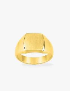Chevalière or jaune 375 ‰, massive, plateau carré 11x11 mm SO OR
