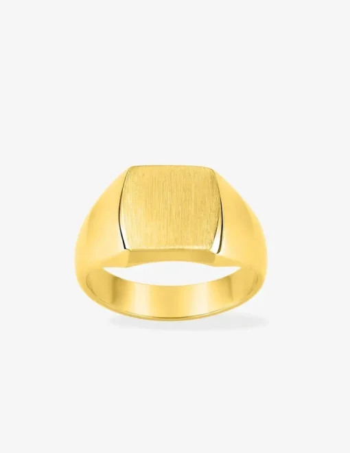 Chevalière or jaune 375 ‰, massive, plateau carré 11x11 mm SO OR