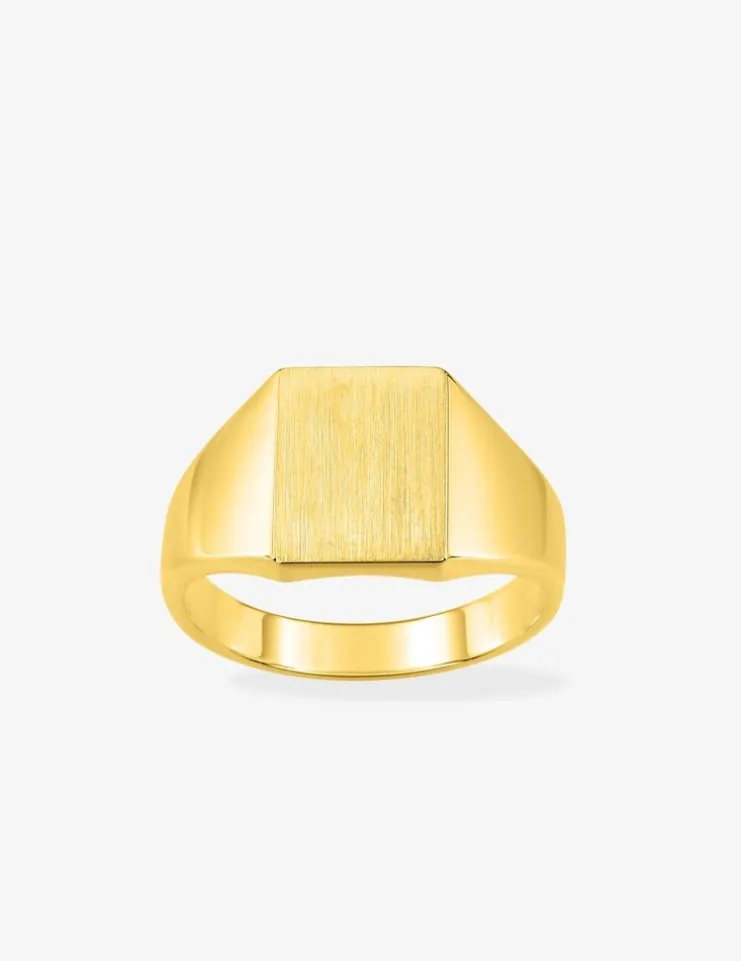 Chevalière or jaune 375 ‰, massive, plateau carré 10x10 mm SO OR