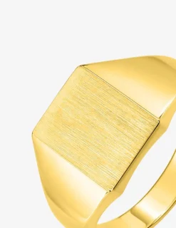 Chevalière or jaune 375 ‰, massive, plateau carré 10x10 mm SO OR