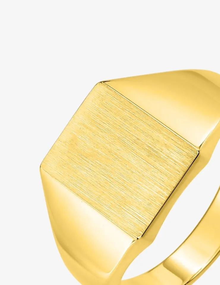 Chevalière or jaune 375 ‰, massive, plateau carré 10x10 mm SO OR