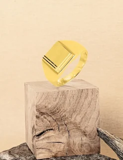 Chevalière plaqué or, plateau carré 9x9 mm SO OR