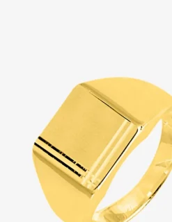 Chevalière plaqué or, plateau carré 9x9 mm SO OR