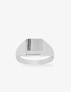 Chevalière plateau carré 9 mm finition brossée argent 925‰ rhodié SO OR